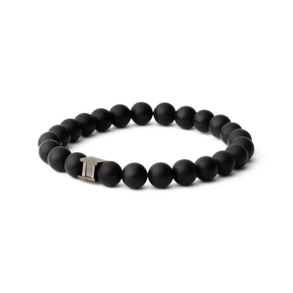 Armband mit 8 mm mattem Achatstein - Deep Mat Black